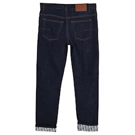 Christian Dior-Pantalon slim en denim oblique jacquard bleu foncé Dior-Bleu