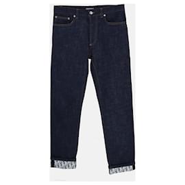 Christian Dior-Pantalon slim en denim oblique jacquard bleu foncé Dior-Bleu