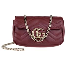 Gucci-Sac Gucci Red Matelassé Super Mini GG Marmont-Rouge