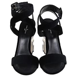 Louis Vuitton-Louis Vuitton Black Ankle Wrap Sandals-Black