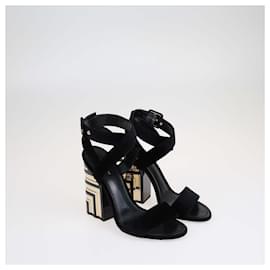 Louis Vuitton-Louis Vuitton Black Ankle Wrap Sandals-Black