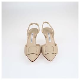 Manolo Blahnik-Manolo Blahnik Beige Maysli Slingback Pumps-Beige