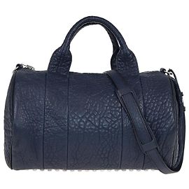Alexander Wang Navy Blue Pebbled Rocco Duffle Bag Blue