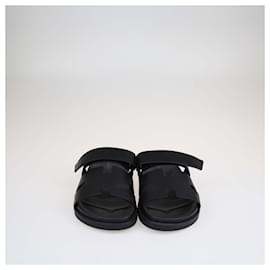 Hermès-Hermes Black Chypre Flat Sandals-Black