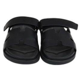 Hermès Hermes Black Chypre Flat Sandals Black