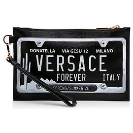 Clutch de placa de licença Versace preta Preto