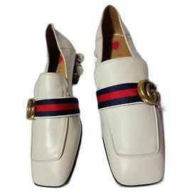 Gucci Peyton GG Sylvie Perlenbesetzter Slipper Weiß Größe 36 Weiß
