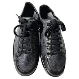Gucci-Gucci Ace Brooklyn Graphite GG Supreme Low Top Sneakers Black/Grey Size 5.5-Grey