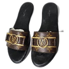 Louis Vuitton Mule basse Lock it Marron/Noir Taille 38 Marron