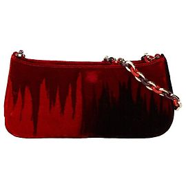 Borsa a spalla in velluto con catena Salvatore Ferragamo Rosso