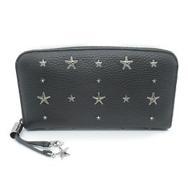 Jimmy Choo schwarzes Lederlanggeldbörse Schwarz