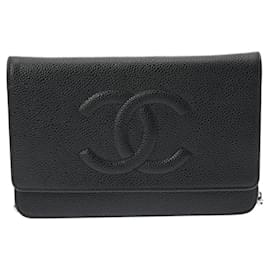 Chanel-Chanel Portefeuille Sur Chaîne-Noir