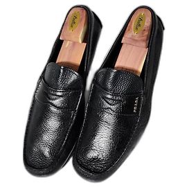 Prada Leder Slipper Schwarz Größe 10 Schwarz