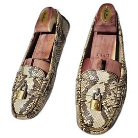 LOUIS VUITTON Mocassins Loafers Lock It Peau de Serpent Taille 37.5 Autre