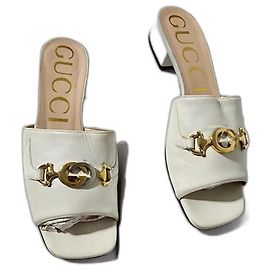 Gucci Leather Zumi Slide Off-White Size 38 White