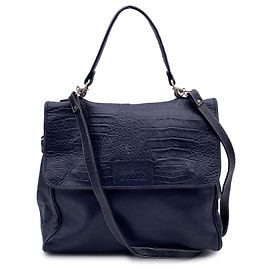 Gianfranco Ferré Bolsa de ombro vintage em couro azul com relevo Azul