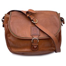 Aquascutum Sac messager en cuir vintage marron clair Marron