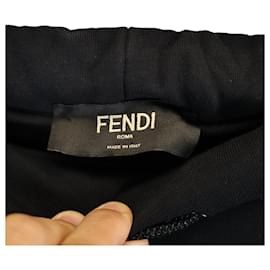 Fendi-Fendi Logo Drawstring Track Pants in Black Cotton-Black