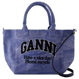 Pequeña bolsa de compras fácil - Ganni - Algodón - Azul Azul