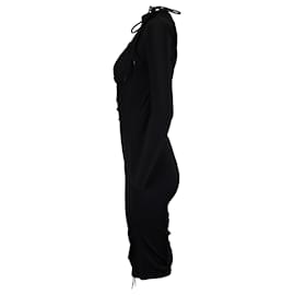 Balenciaga-Balenciaga Mini Drawstring-Detailed Dress in Black Spandex-Black
