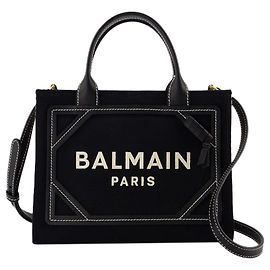 B-Army Small Shopper Bag - Balmain - Canvas - Ivory/Black White