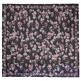 Alexander Mcqueen-Blossom Skull Scarf - Alexander McQueen - Wool - Black/Pink-Black