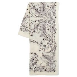 Fern Skull Schal - Alexander McQueen - Wolle - Elfenbein/Schwarz Weiß