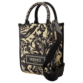 Versace-Bolsa Shopper Athena - Versace - Couro - Preto-Preto