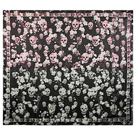 Alexander Mcqueen-Classic Blossom Scarf - Alexander McQueen - Silk - Black/Pink-Black