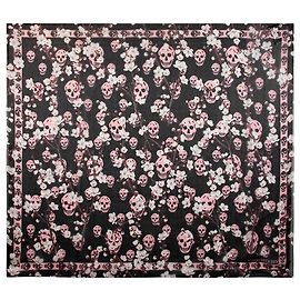 Sciarpa Classic Blossom - Alexander McQueen - Seta - Nero/Rosa Nero