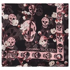 Alexander Mcqueen-Classic Blossom Scarf - Alexander McQueen - Silk - Black/Pink-Black