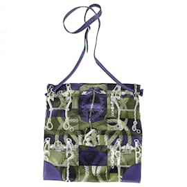 Hermès-Hermès Printed Silk City Bag in Multicolor Silk and Leather-Other