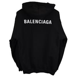 Balenciaga-Hoodie Balenciaga Logo Regular Fit em algodão preto-Preto