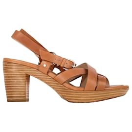 Autre Marque-Fratelli Rossetti Block Sandal Heels in Brown Leather-Brown