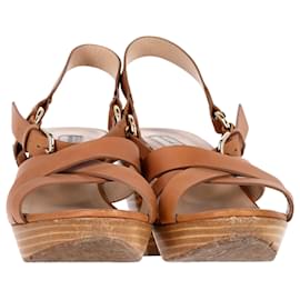Autre Marque-Fratelli Rossetti Block Sandal Heels in Brown Leather-Brown