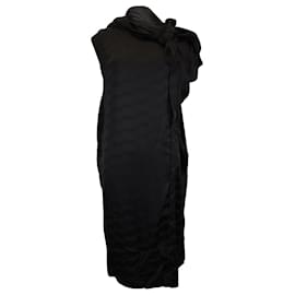 Balenciaga-Balenciaga BB Midi Logo Jacquard Tie-Neck in Black Viscose-Black