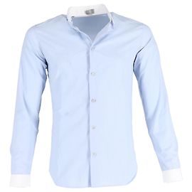 Dior Langarmhemd mit Knöpfen aus hellblauer Baumwolle Blau Hellblau