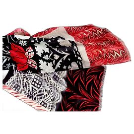 Christian Lacroix, sciarpa 100% lana vergine Nero Rosso