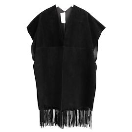 Poncho Cape in Suede Nero Valentino Primavera 2014 Nero