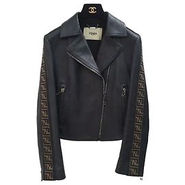 Fendi Leather Biker Jacket Sz.S Black
