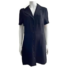 Diane Von Furstenberg-Vestido camisa de crepe preto DvF Rowan, novo com etiquetas-Preto