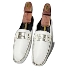 Christian Dior-Mocasines de cuero vintage Christian Dior blancos talla 39-Blanco