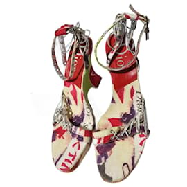 Christian Dior-Christian Dior John Galliano O VICTIM Wedge Sandals Multicolored Size 40.5-Multiple colors