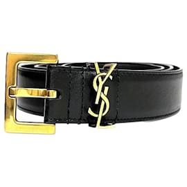 Yves Saint Laurent-Yves Saint Laurent Cassandra Black Leather Belt-Black