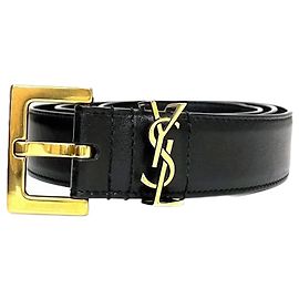 Cinturón de cuero negro Cassandra Yves Saint Laurent Negro