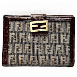Fendi-Fendi Zucchino Bi-fold Wallet-Brown