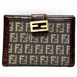 Billetera bi-fold Fendi Zucchino Castaño