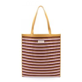 Bolsa Tote Jacquard Marni Marrom Rosa Bordeaux