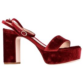 Autre Marque Sandali platform Porte & Paire in velluto bordeaux Rosso Bordò