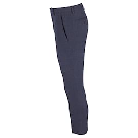Burberry-Burberry Slim Fit Plaid Trousers in Navy Blue Wool-Blue,Navy blue